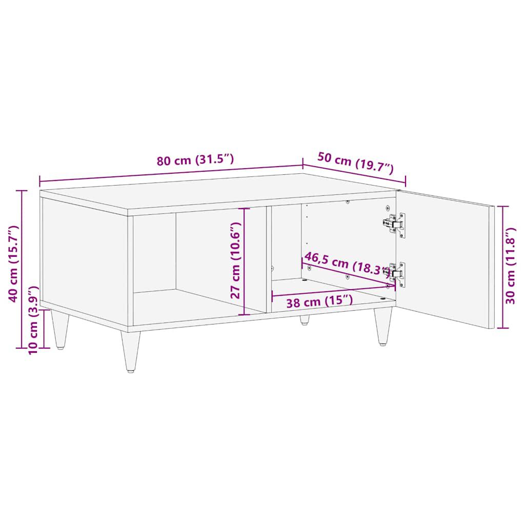 vidaXL Τραπεζάκι σαλονιού ανοιχτό γκρι 80x50x40 cm μασίφ ξύλο Mango