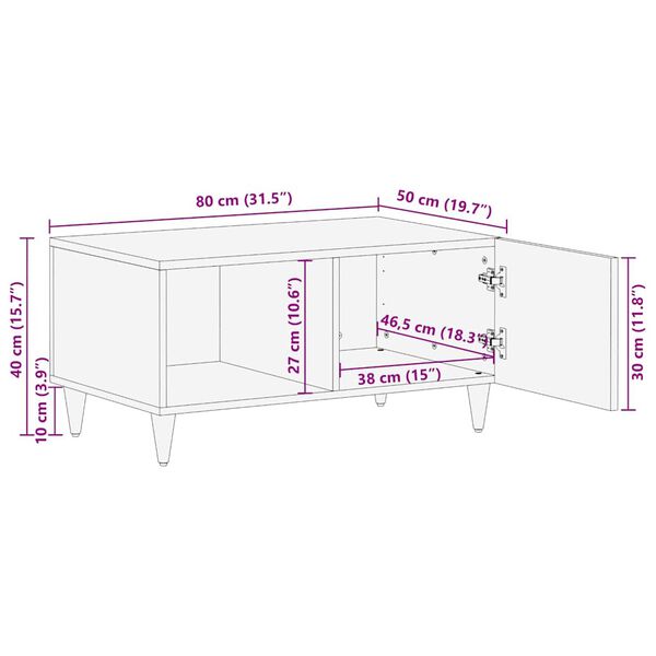 vidaXL Τραπεζάκι σαλονιού ανοιχτό γκρι 80x50x40 cm μασίφ ξύλο Mango