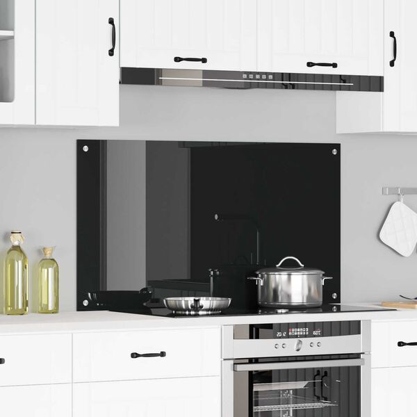 vidaXL Μαύρος Κουζίνας Πίνακας 110x60x0,6 εκ Γυαλί Ανθρακα