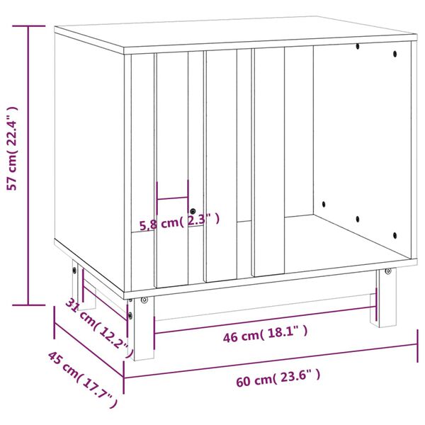 vidaXL Σπιτάκι Σκύλου 60 x 45 x 57 εκ. από Μασίφ Ξύλο Πεύκου