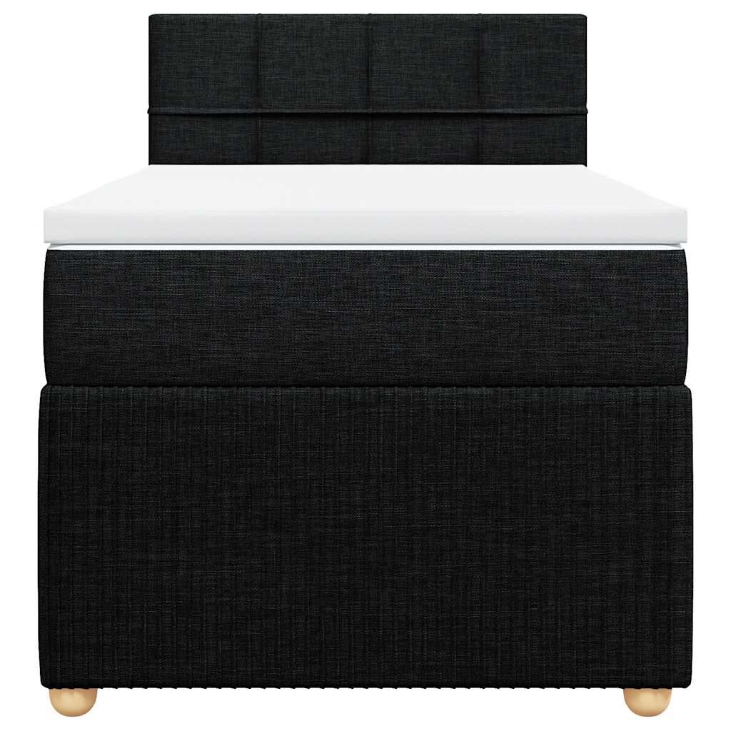 vidaXL Κρεβάτι Boxspring με Στρώμα Μαύρο 100 x 200 εκ. Υφασμάτινο