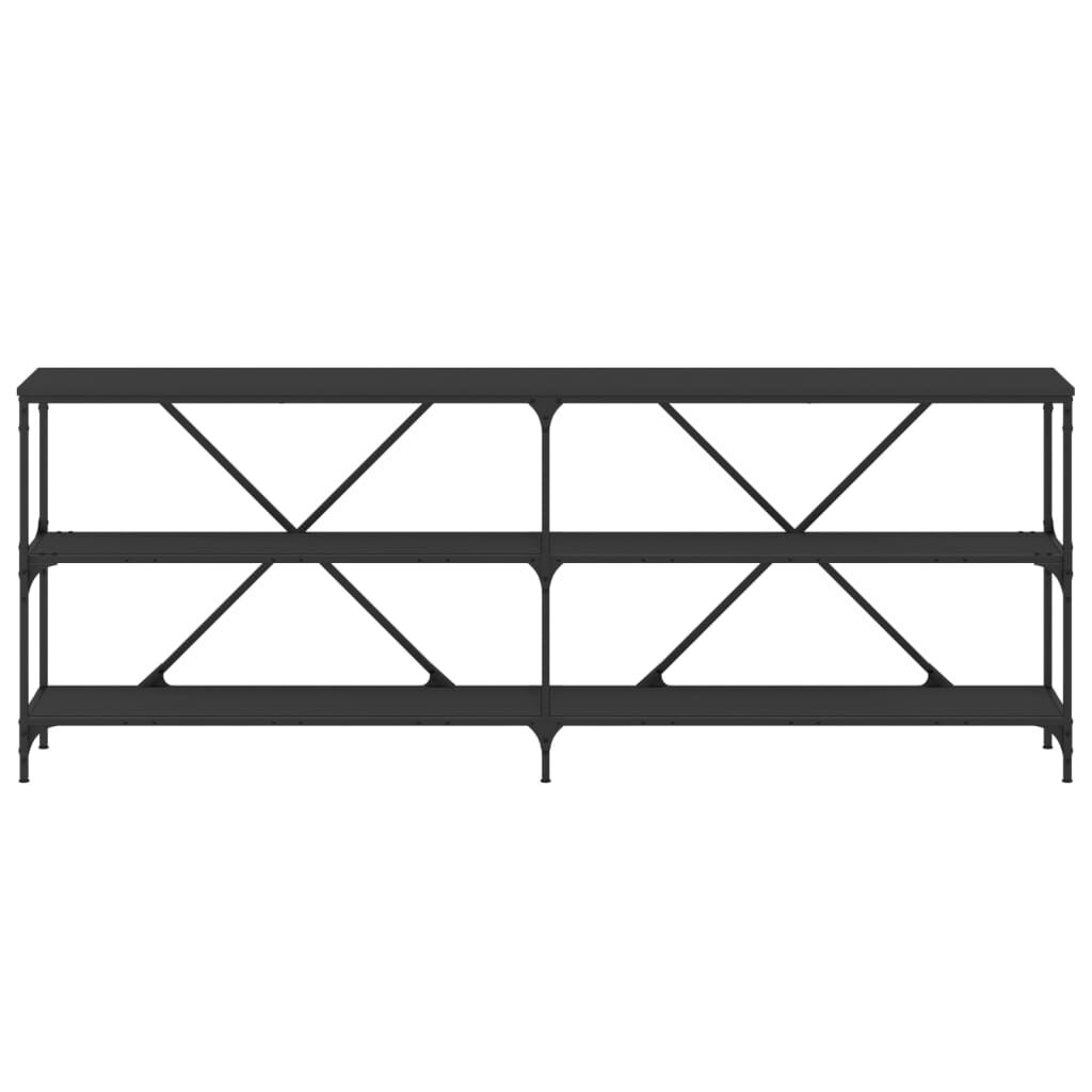 vidaXL Τραπέζι Κονσόλα Μαύρο 200 x 30 x 75 εκ. Επεξεργ. Ξύλο/Σίδηρος