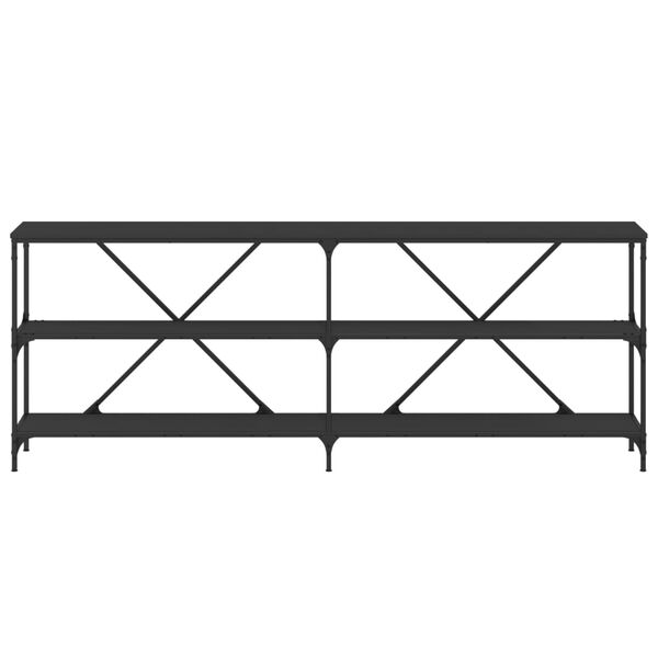 vidaXL Τραπέζι Κονσόλα Μαύρο 200 x 30 x 75 εκ. Επεξεργ. Ξύλο/Σίδηρος