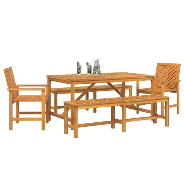 vidaXL Σέτ φαγητού για κήπο 5 pcs Καφέ 150 x 90 x 74 cm