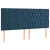 vidaXL Κρεβάτι Boxspring με Στρώμα & LED Σκ. Μπλε 200x200εκ. Βελούδινο