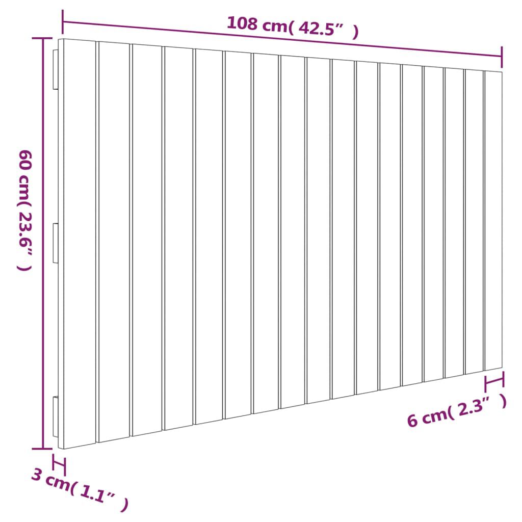 vidaXL Κεφαλάρι Τοίχου Μαύρο 108x3x60 εκ. από Μασίφ Ξύλο Πεύκου