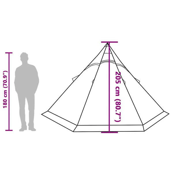 vidaXL Σκηνή Κάμπινγκ Tipi 5 Ατόμων Αδιάβροχη Πράσινη