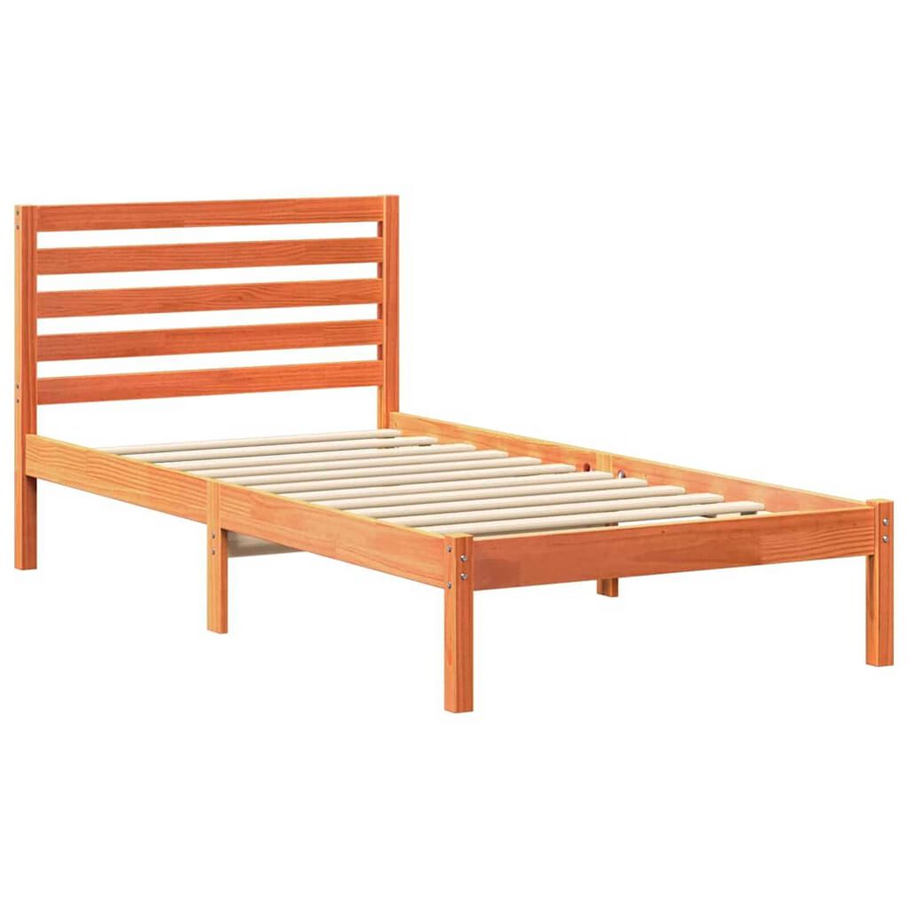vidaXL Σκελετός Κρεβατιού Καφέ κεριού 90 x 200 cm Μασίφ ξύλο πεύκου