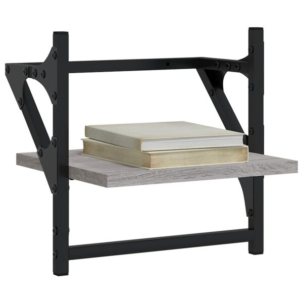 vidaXL Ράφια Τοίχου με Μπάρα 2 τεμ. Γκρι Sonoma 30x25x30 εκ.