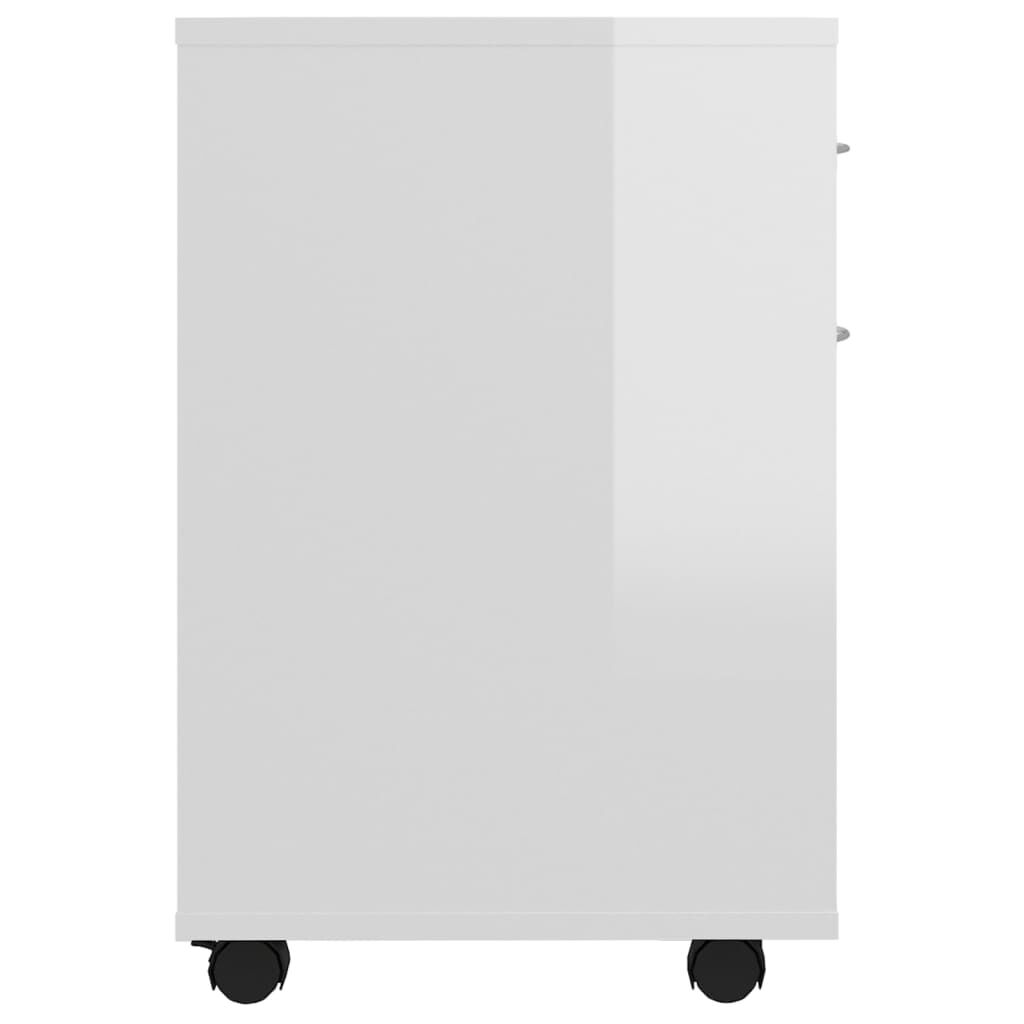 vidaXL Ντουλάπι Τροχήλατο Γυαλιστ. Λευκό 45x38x54 εκ. από Επεξ. Ξύλο