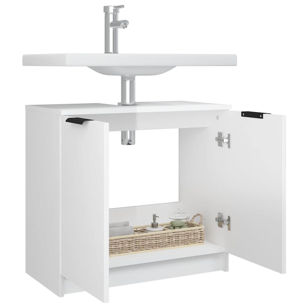 vidaXL Ντουλάπι Μπάνιου Γυαλιστερό Λευκό 64,5x33,5x59εκ. Επεξεργ. Ξύλο