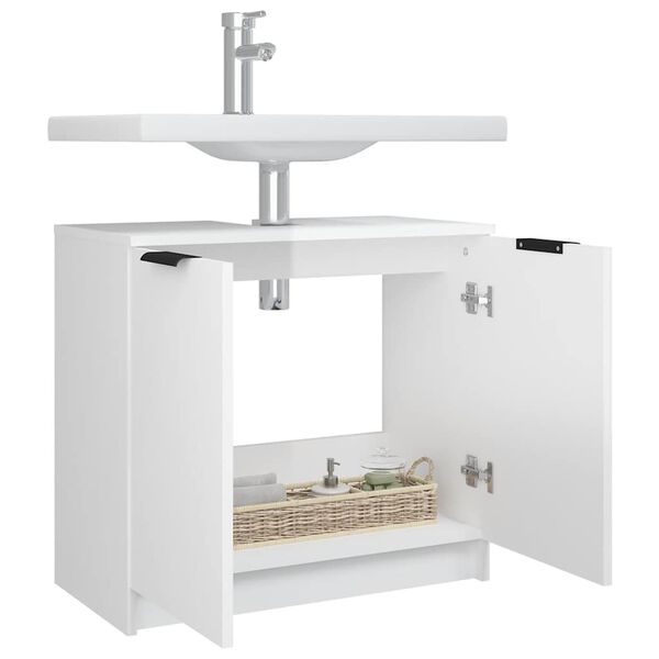 vidaXL Ντουλάπι Μπάνιου Γυαλιστερό Λευκό 64,5x33,5x59εκ. Επεξεργ. Ξύλο