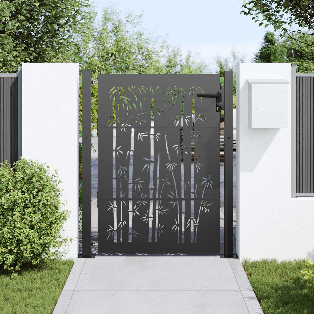 vidaXL Πύλη Κήπου Άλλο Μαύρο 105 x 150 cm Ατσάλι με Επικάλυψη Πούδρας