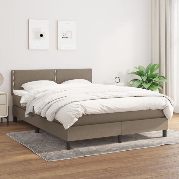 vidaXL &Kappa;&rho;&epsilon;&beta;ά&tau;&iota; Boxspring &mu;&epsilon; &Sigma;&tau;&rho;ώ&mu;&alpha; Taupe 140x200 &epsilon;&kappa;. &Upsilon;&phi;&alpha;&sigma;&mu;ά&tau;&iota;&nu;&omicron;