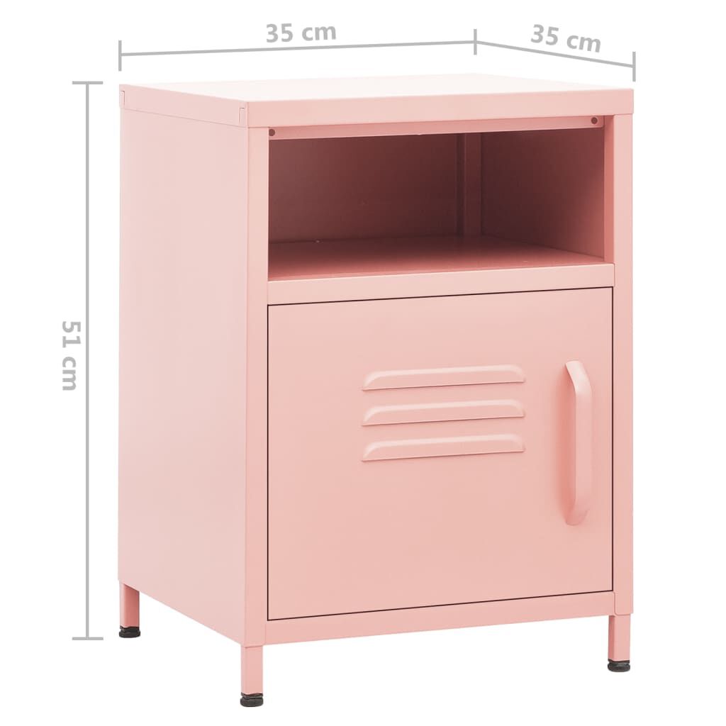 vidaXL Κομοδίνο Ροζ 35 x 35 x 51 εκ. από Ατσάλι