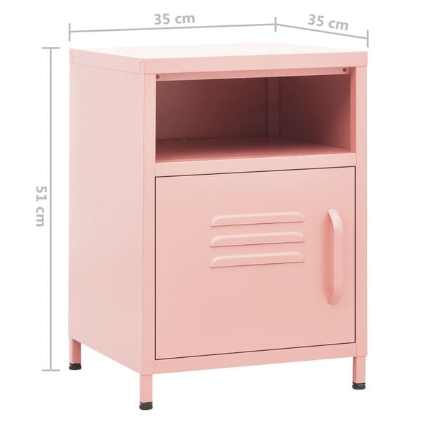 vidaXL Κομοδίνο Ροζ 35 x 35 x 51 εκ. από Ατσάλι
