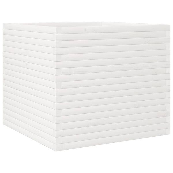vidaXL Ζαρντινιέρα Λευκή 80x80x68,5 εκ. από Μασίφ Ξύλο Πεύκου
