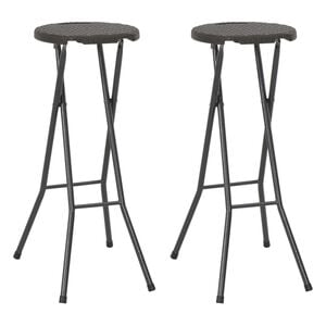 vidaXL Σκαμπό Μπαρ Πτυσσόμενα 2 τεμ. Καφέ με Όψη Ρατάν HDPE/Ατσάλι