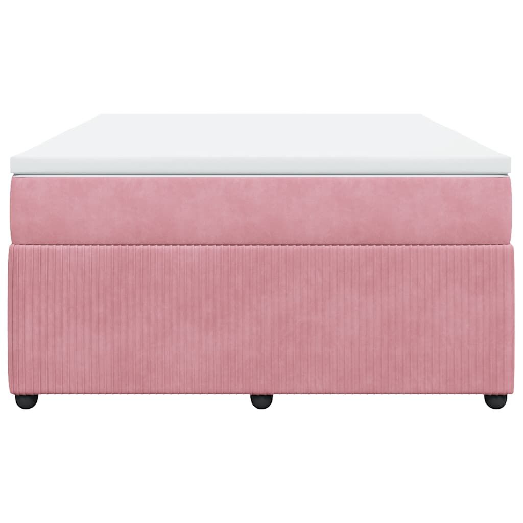 vidaXL Κρεβάτι Boxspring με Στρώμα Ροζ 140x200 εκ. Βελούδινο