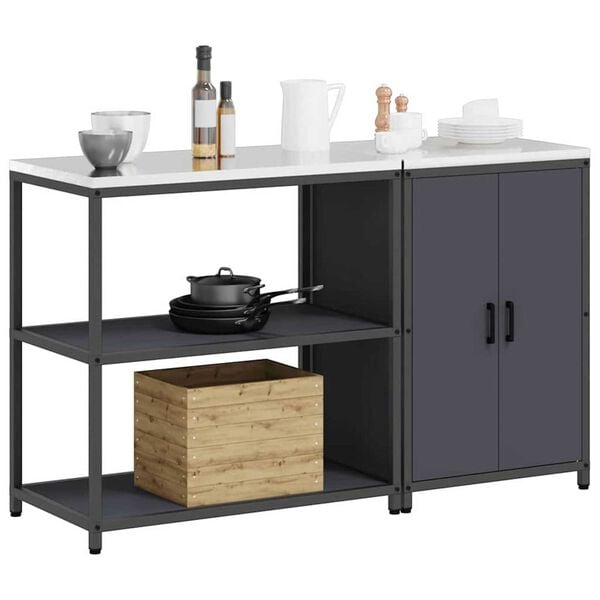 vidaXL Σετ Αποθήκευσης Κουζίνας 2 pcs Ανθρακί Κρύα έλαση από χάλυβα