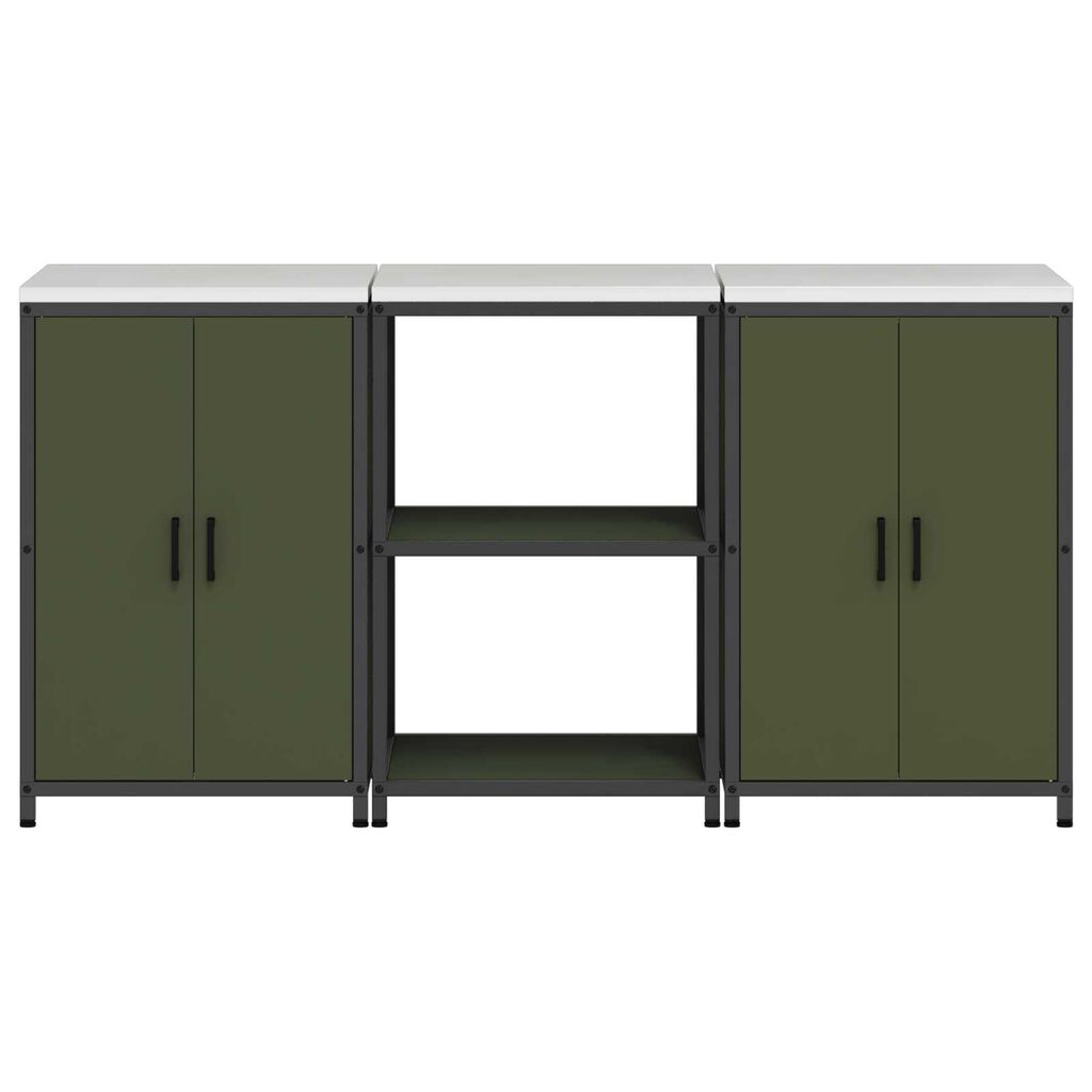 vidaXL Σετ Αποθήκευσης Κουζίνας 3 pcs Ελιά Πράσινη 180 x 50 x 92 εκ.