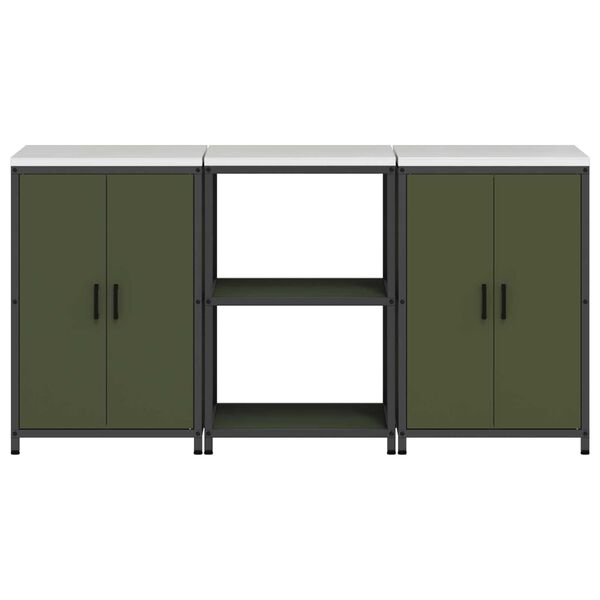 vidaXL Σετ Αποθήκευσης Κουζίνας 3 pcs Ελιά Πράσινη 180 x 50 x 92 εκ.