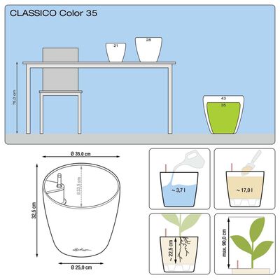 LECHUZA Γλάστρα Σκούρο Γκρι Classico Color 35 ALL-IN-ONE