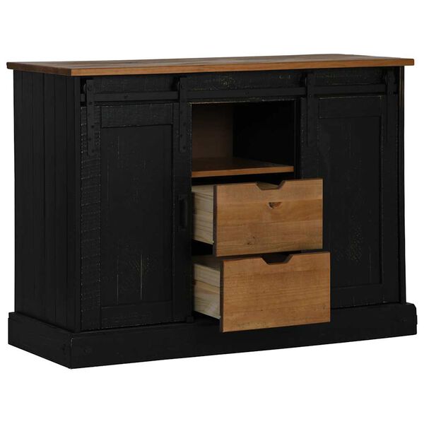 vidaXL Sideboard HALDEN 2 συρόμενες πόρτες μαύρο 112x40x80 cm