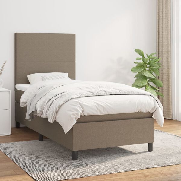 vidaXL &Kappa;&rho;&epsilon;&beta;ά&tau;&iota; Boxspring &mu;&epsilon; &Sigma;&tau;&rho;ώ&mu;&alpha; Taupe 90x190 &epsilon;&kappa;.&Upsilon;&phi;&alpha;&sigma;&mu;ά&tau;&iota;&nu;&omicron;