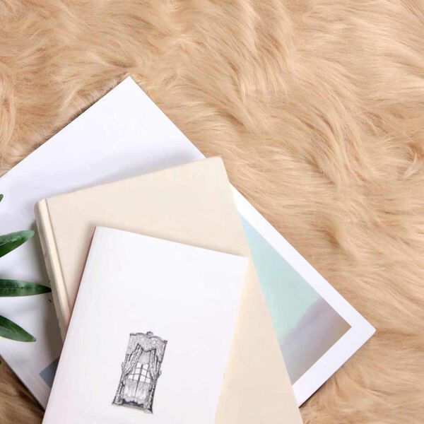 vidaXL Ψεύτικο Δέρμα Προβάτου Χαλί Μπεζ 200 x 200 cm Πολυεστέρας