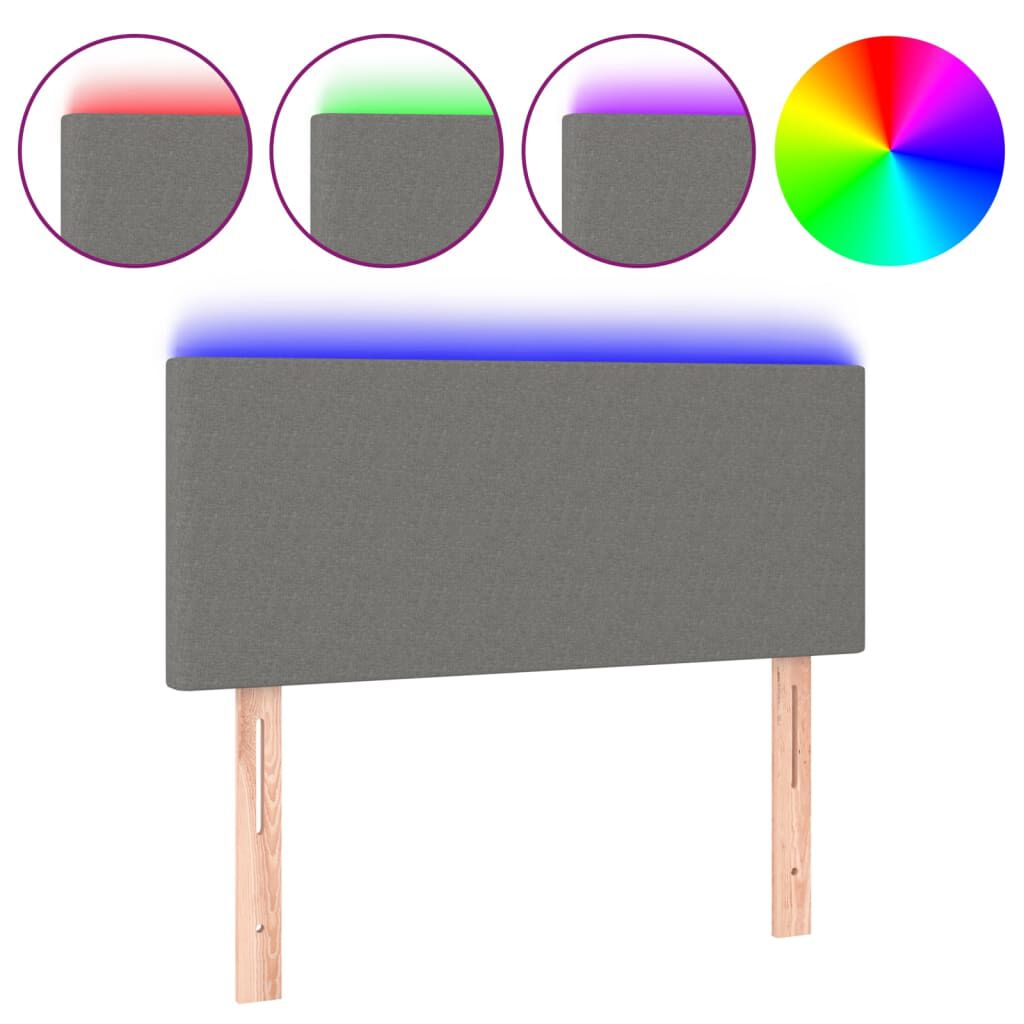 vidaXL Κεφαλάρι Κρεβατιού LED Σκούρο Γκρι 100x5x78/88 εκ. Υφασμάτινο