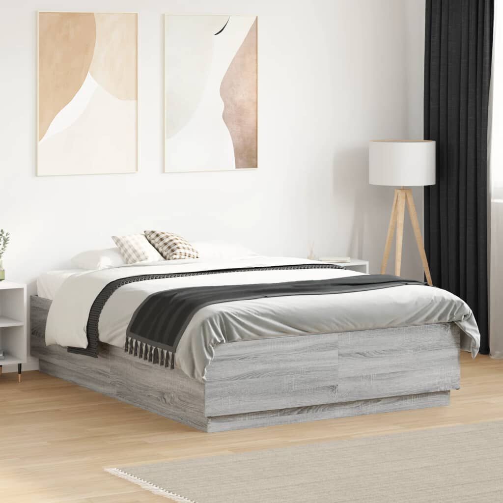 vidaXL Πλαίσιο Κρεβατιού Γκρι Sonoma 140x190 εκ. Επεξεργασμένο Ξύλο