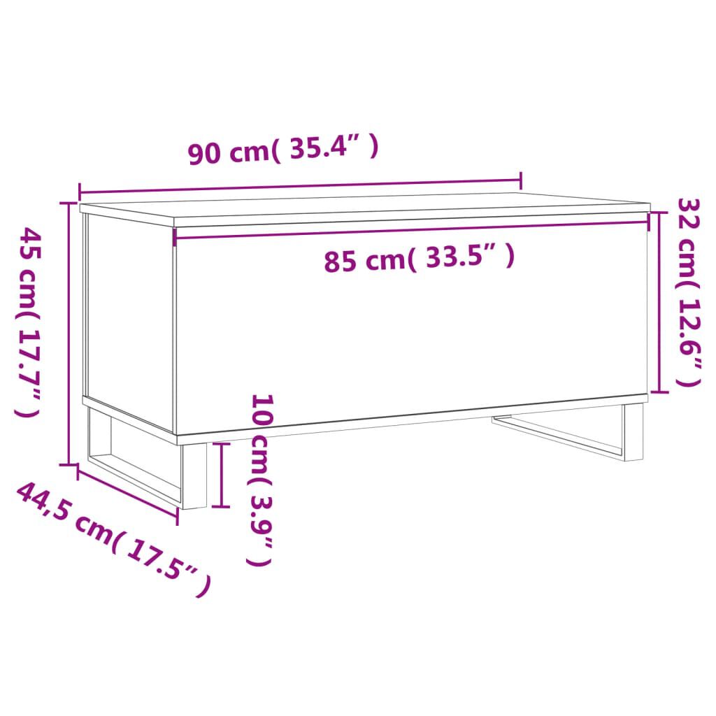 vidaXL Τραπεζάκι Σαλονιού Γκρι Sonoma 90x44,5x45 εκ.Επεξεργασμένο Ξύλο