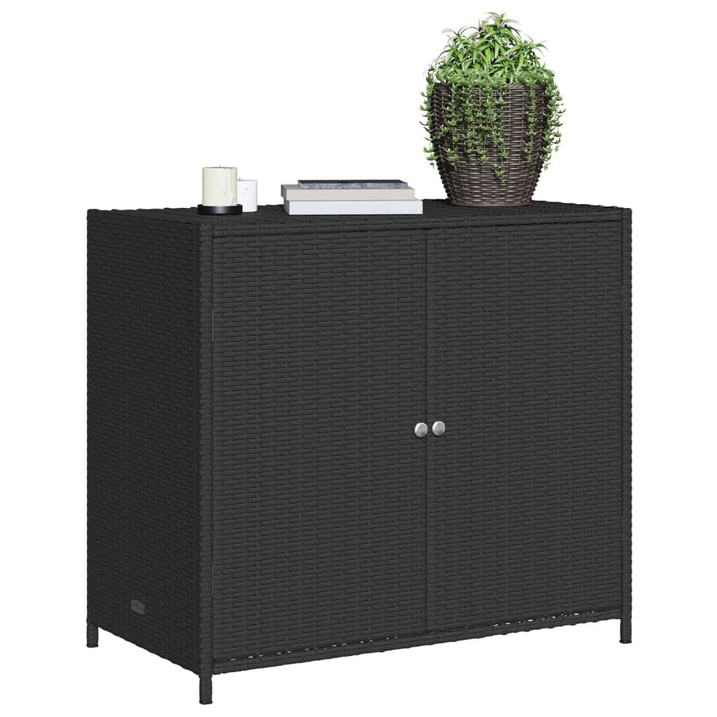 vidaXL Ντουλάπι Αποθήκευσης Κήπου Μαύρο 83x45x76 εκ. Συνθετικό Ρατάν