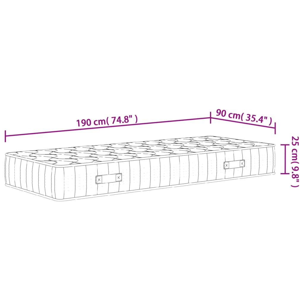 vidaXL Στρώμα με Pocket Springs Μεσαία Σκληρότητα 90x200 εκ. Μονό