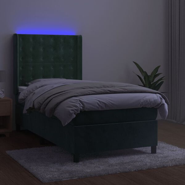 vidaXL &Kappa;&rho;&epsilon;&beta;ά&tau;&iota; Boxspring &mu;&epsilon; &Sigma;&tau;&rho;ώ&mu;&alpha; & LED &Sigma;&kappa;. &Pi;&rho;ά&sigma;&iota;&nu;&omicron; 100x200&epsilon;&kappa; &Beta;&epsilon;&lambda;&omicron;ύ&delta;&omicron;