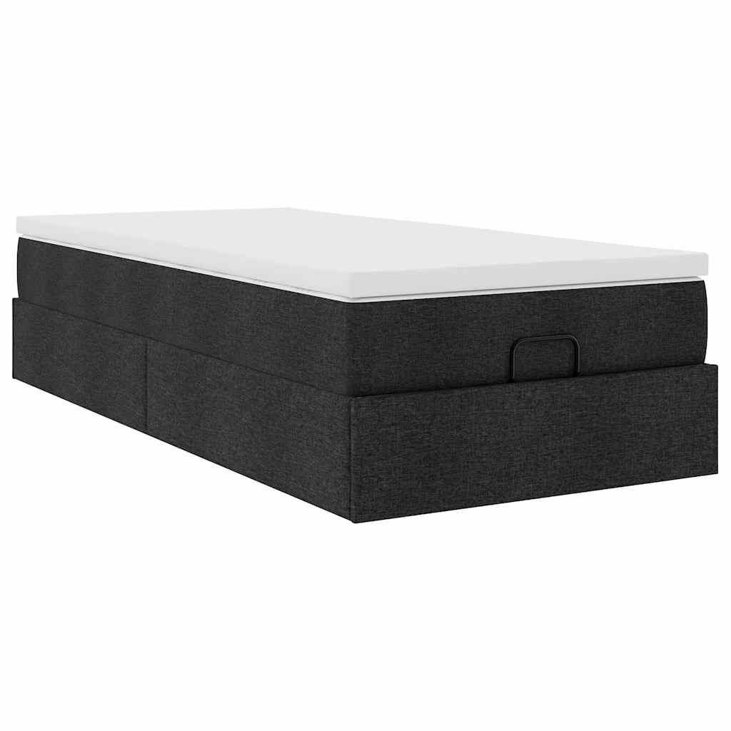 vidaXL Οθωμανικό κρεβάτι με στρώμα Μαύρο 80x200cm Ύφασμα