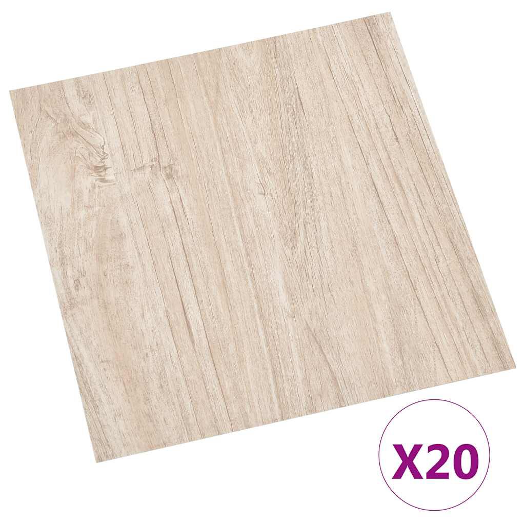 vidaXL Δάπεδο Αυτοκόλλητο Ανοιχτό Καφέ 20 τεμ. 1,86 μ² από PVC