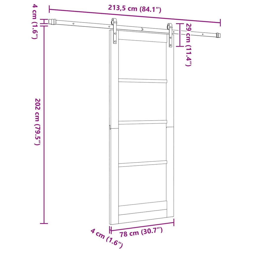 vidaXL Σύροντα πόρτα με σετ εξαρτημάτων 78x202 εκ. Μασίφ ξύλο πεύκου