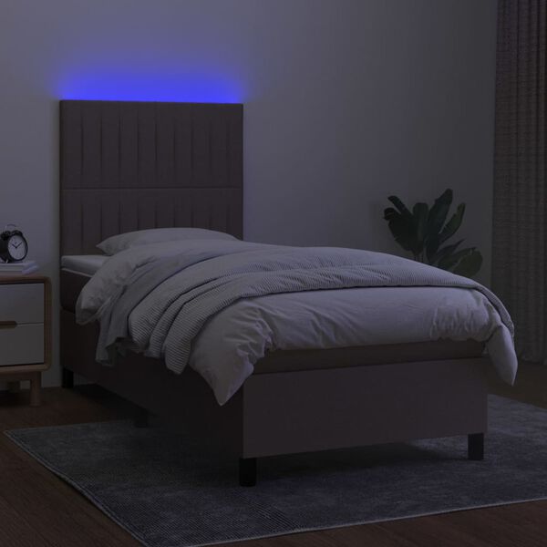 vidaXL &Kappa;&rho;&epsilon;&beta;ά&tau;&iota; Boxspring &mu;&epsilon; &Sigma;&tau;&rho;ώ&mu;&alpha; & LED Taupe 100x200 &epsilon;&kappa;. &Upsilon;&phi;&alpha;&sigma;&mu;ά&tau;&iota;&nu;&omicron;