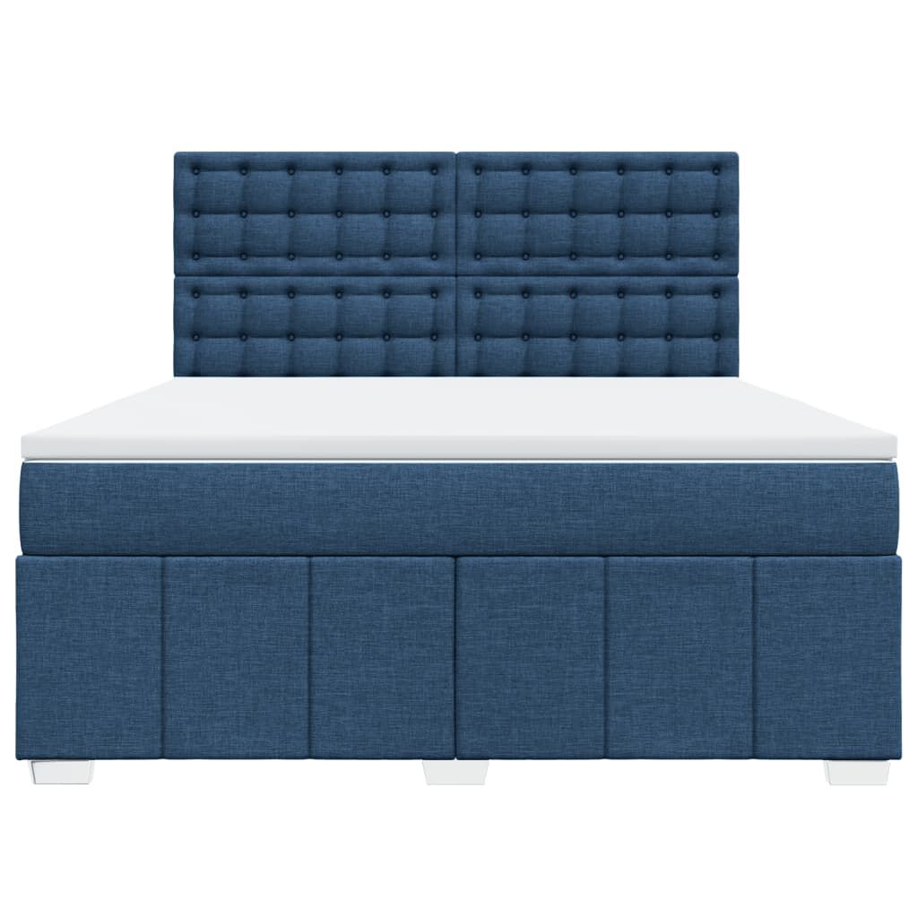vidaXL Κρεβάτι Boxspring με Στρώμα Μπλε 180x200 εκ. Υφασμάτινο
