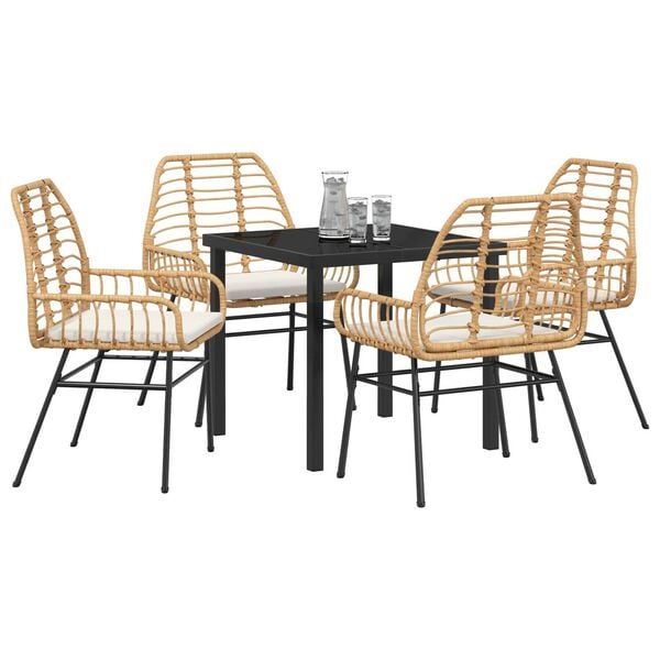 vidaXL Σέτ φαγητού για κήπο 5 pcs Καφέ συνθετικό ρατάν