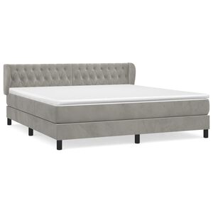 vidaXL Κρεβάτι Boxspring με Στρώμα Ανοιχτό Γκρι 160x200 εκ. Βελούδινο