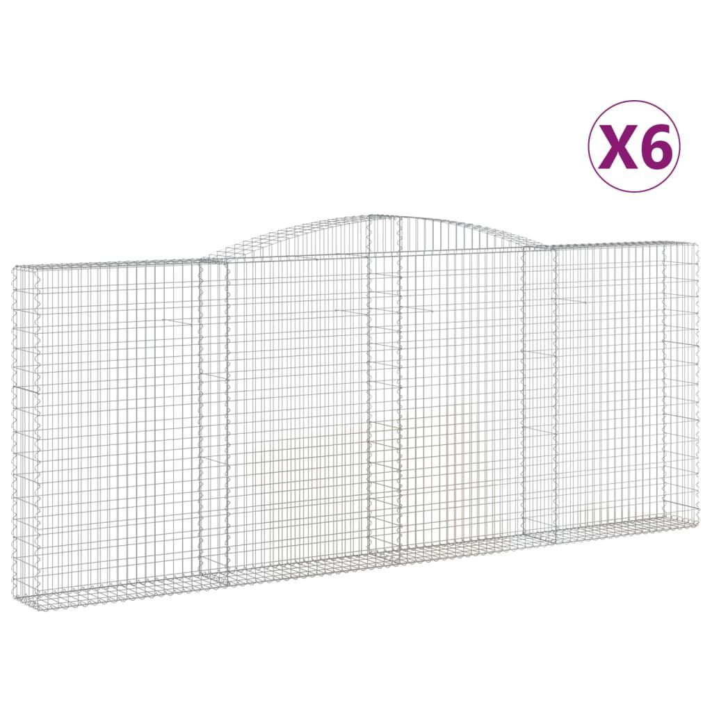 vidaXL Συρματοκιβώτια Τοξωτά 6 τεμ. 400x30x160/180 εκ. Γαλβαν. Ατσάλι