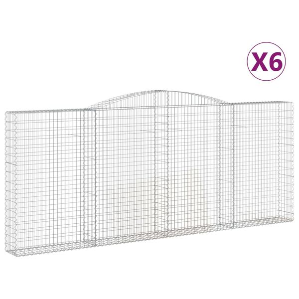 vidaXL Συρματοκιβώτια Τοξωτά 6 τεμ. 400x30x160/180 εκ. Γαλβαν. Ατσάλι