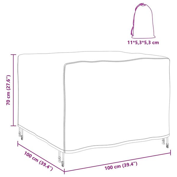vidaXL Κάλυμμα επίπλων εξωτερικού χώρου Μαύρο 100 x 100 x 70 cm 600D