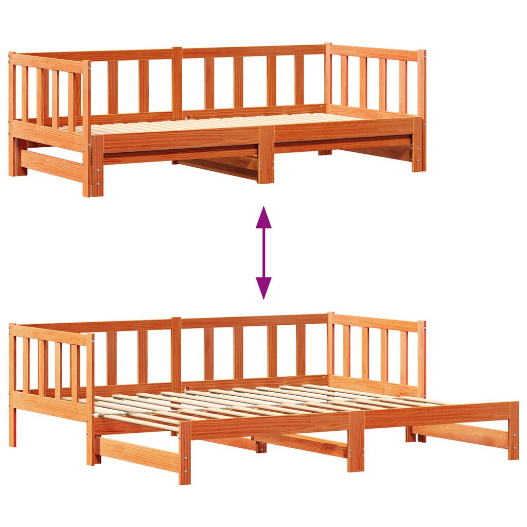 vidaXL Κρεβάτι ημέρας με Pull-out χωρίς στρώμα Καφέ 2x(90x190) εκ