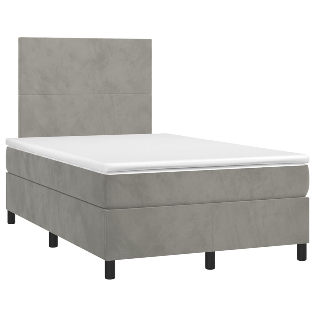 vidaXL Κρεβάτι Boxspring με Στρώμα & LED Αν.Γκρι 120x200 εκ. Βελούδινο