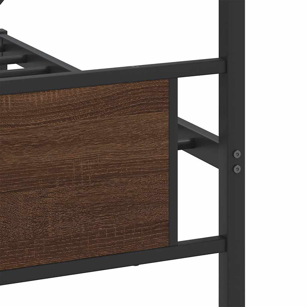vidaXL Σκελετός Κρεβ. Χωρίς Στρώμα Καφέ Δρυς 193x203 εκ. Μεταλλικό