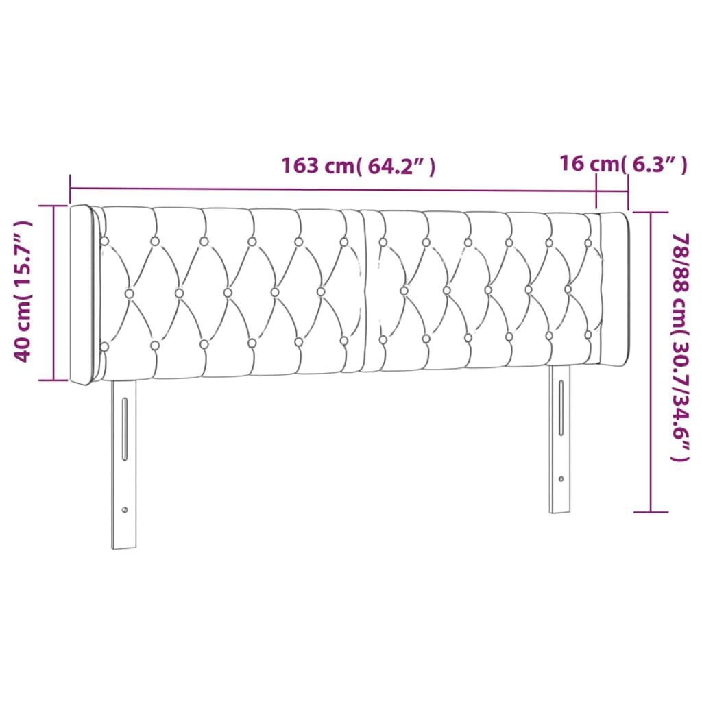 vidaXL Κεφαλάρι με Πτερύγια Σκούρο Γκρι 163x16x78/88 εκ. Βελούδινο